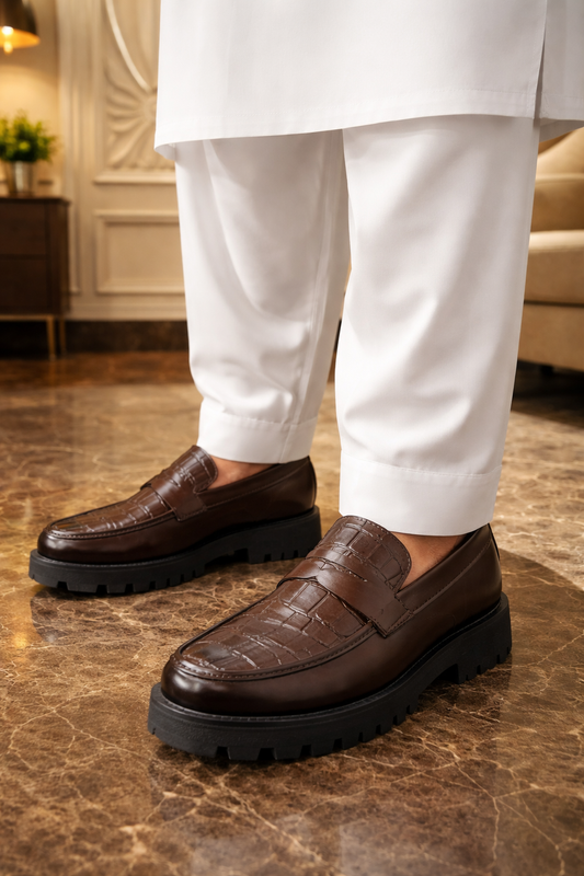 Leather Chunky Shoes For Men's